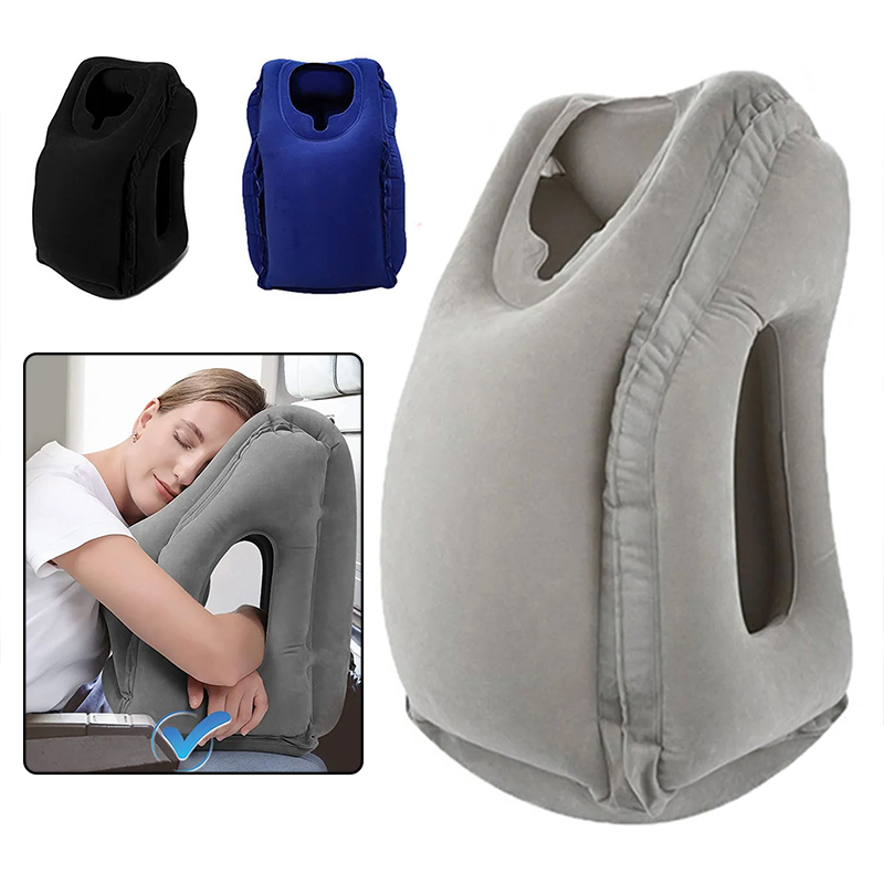 Travel Accessories Long Flight - Bantal Perjalanan Tiup dengan Penyangga Leher