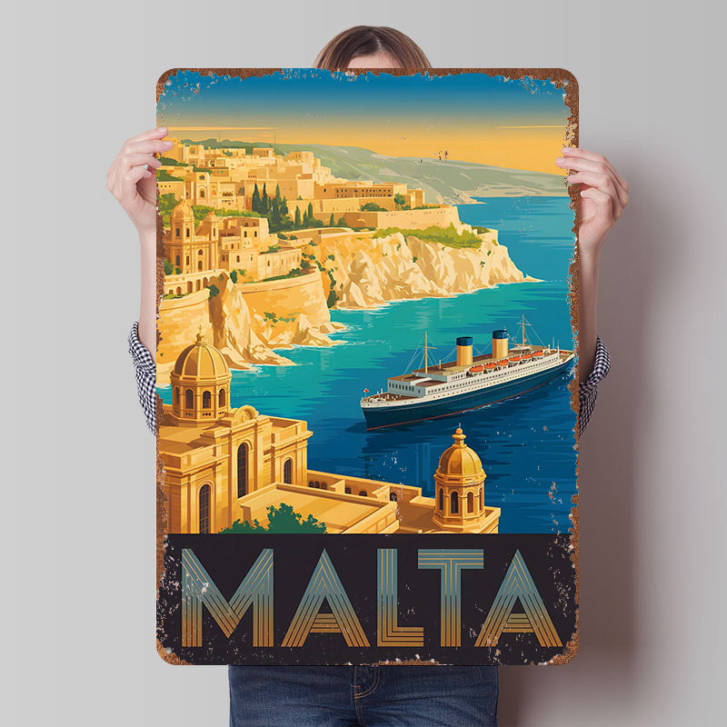Travel Accessories Malta - Poster Logam Perjalanan Malta Seni Dinding
