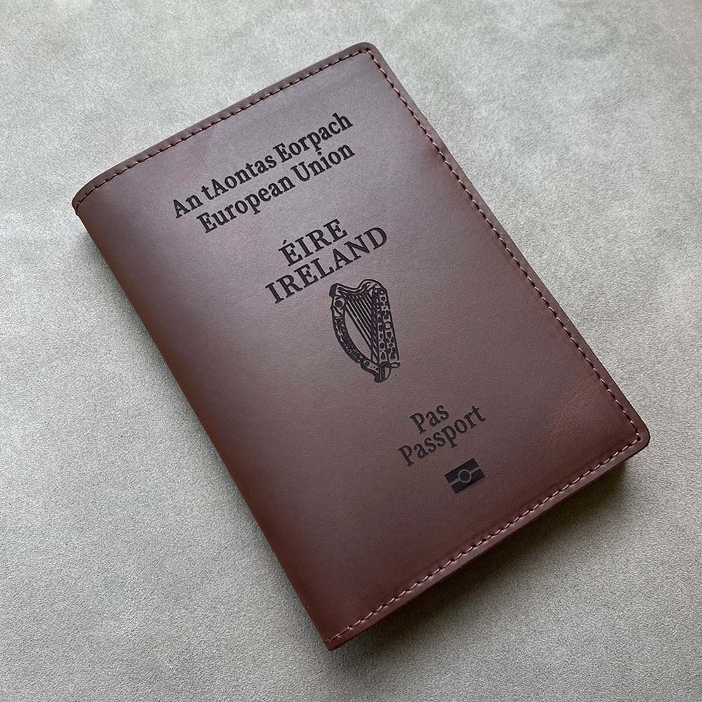 Travel Accessories Ireland - Penutup paspor Irlandia kulit pribadi antik