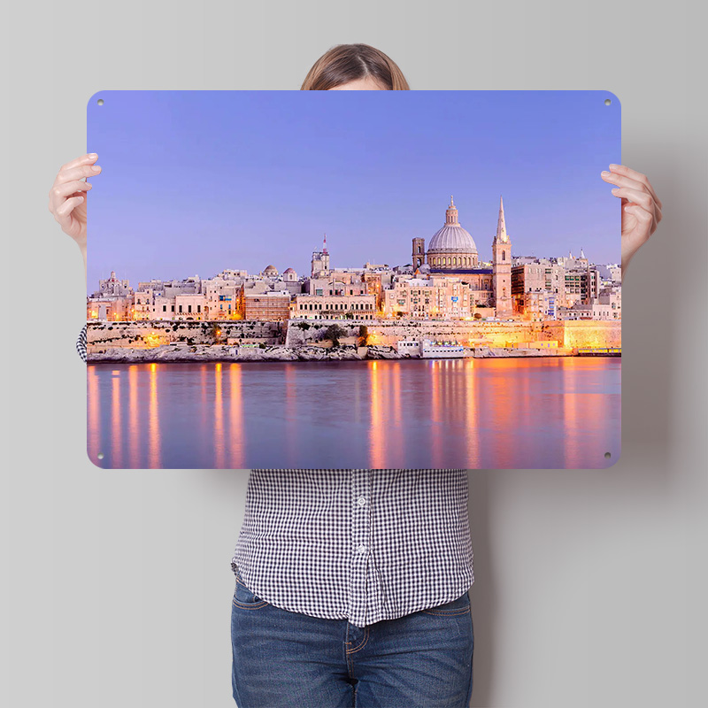Travel Accessories Malta - Poster Logam Tekstur 3D Kota Malta