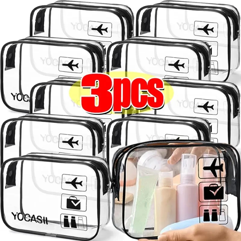 Toiletry Bag Tsa - 1/3 Buah Tas Ritsleting Transparan Kotak
