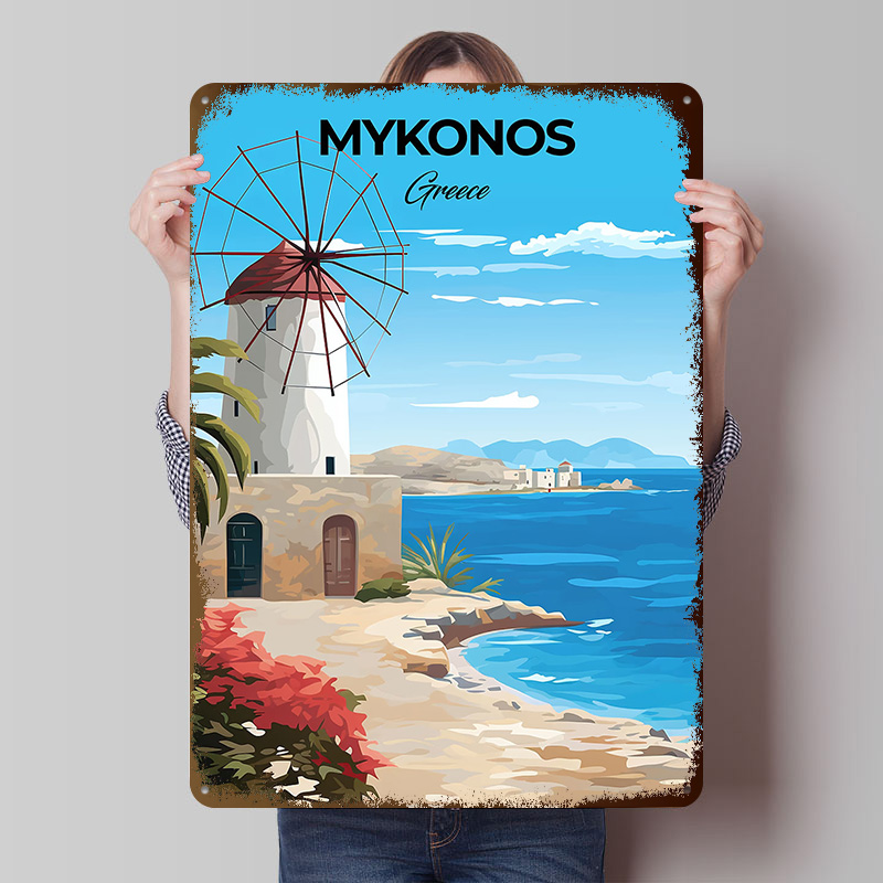 Poster Perjalanan Mykonos Yuna - Travel Accessories Greece ulasan dan harga
