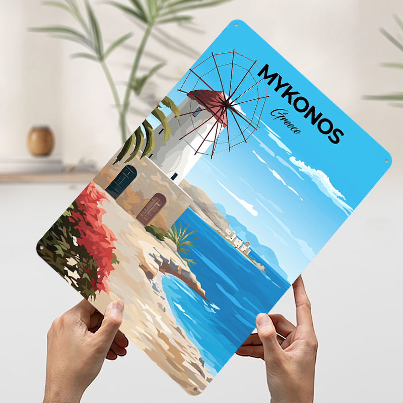 Poster Perjalanan Mykonos Yuna - Travel Accessories Greece ulasan dan harga