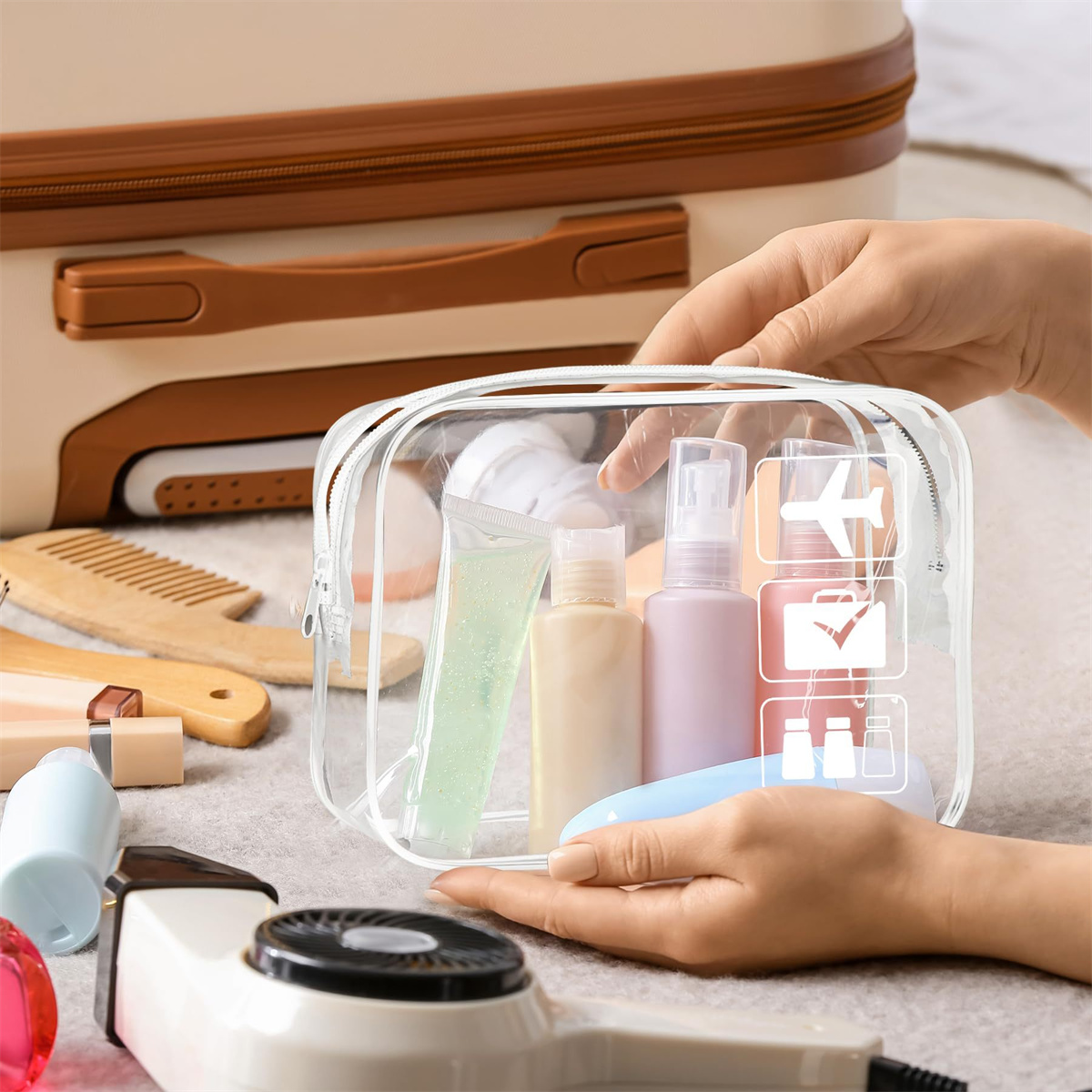1pc Tas Perjalanan Transparan  - Toiletry Bag Tsa ulasan dan harga